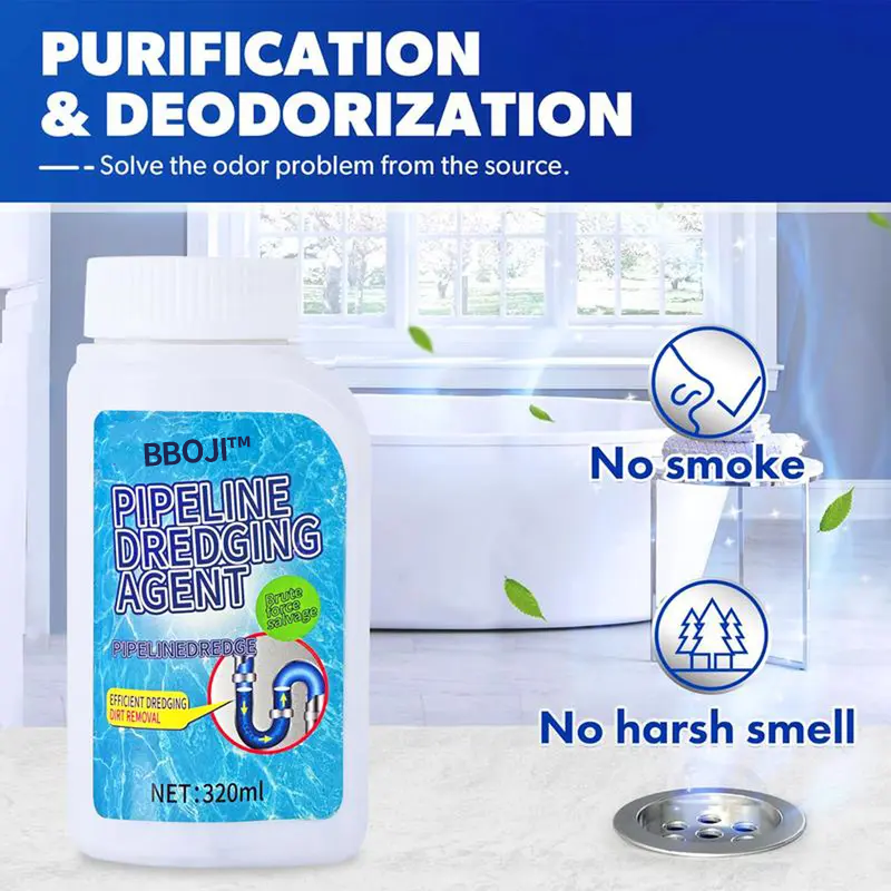 BBOJI™ Upgrade Pipe Dredging Agent for Kitchen and Toilet Pipelines,Dissolves 200+ Blockages and Kills 99% of Bacteria.