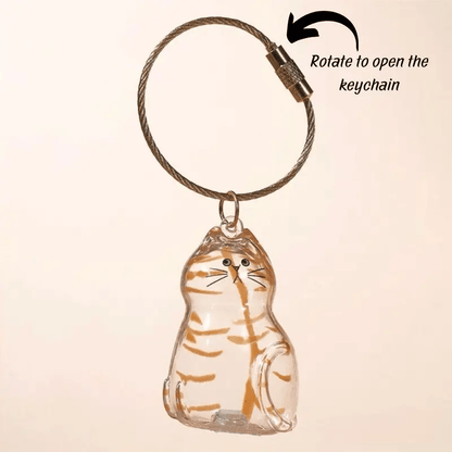 🐾1 Count Transparent Cat Hair Storage Capsule Keychain,🐱 Keepsake Decoration for Cat Lovers, 6 Cute Cat Designs Available💕