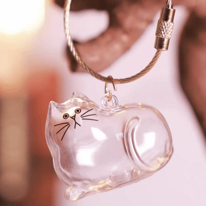 🐾1 Count Transparent Cat Hair Storage Capsule Keychain,🐱 Keepsake Decoration for Cat Lovers, 6 Cute Cat Designs Available💕