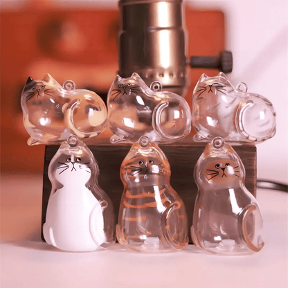 🐾1 Count Transparent Cat Hair Storage Capsule Keychain,🐱 Keepsake Decoration for Cat Lovers, 6 Cute Cat Designs Available💕