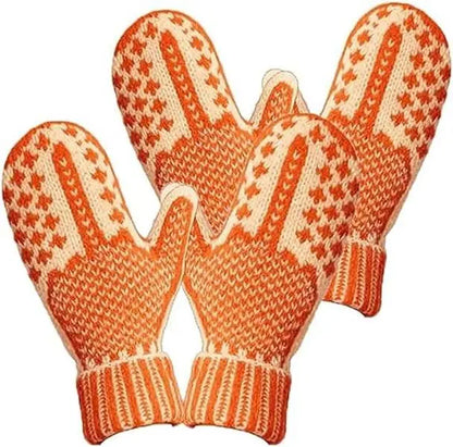 🎅🎄The Naughty List Mittens Cozy Knit with Hidden Attitude Funny Christmas Gift for Adults DIY Toy Orange & Cream Pattern