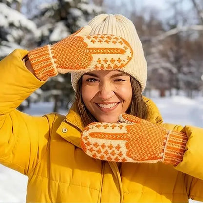 🎅🎄The Naughty List Mittens Cozy Knit with Hidden Attitude Funny Christmas Gift for Adults DIY Toy Orange & Cream Pattern