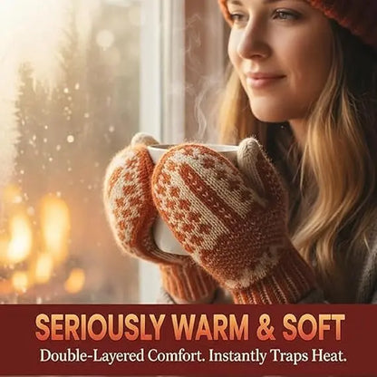 🎅🎄The Naughty List Mittens Cozy Knit with Hidden Attitude Funny Christmas Gift for Adults DIY Toy Orange & Cream Pattern