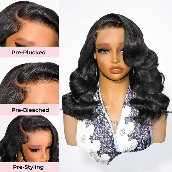 🔥Final 3 Hours: 80%OFF🔥 Density Side Part Glueless LayerCut Wig 6x8 Lace Closure Wig Body Wave Pre Cut Pre Bleached Ready Go Wigs