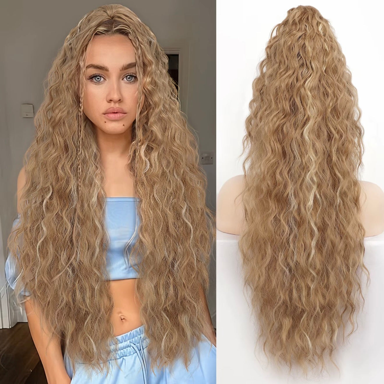 💜 LAST DAY PROMOTION - 50%OFF💜Curly Wavy Frizzy Hair Extension with Ponytail