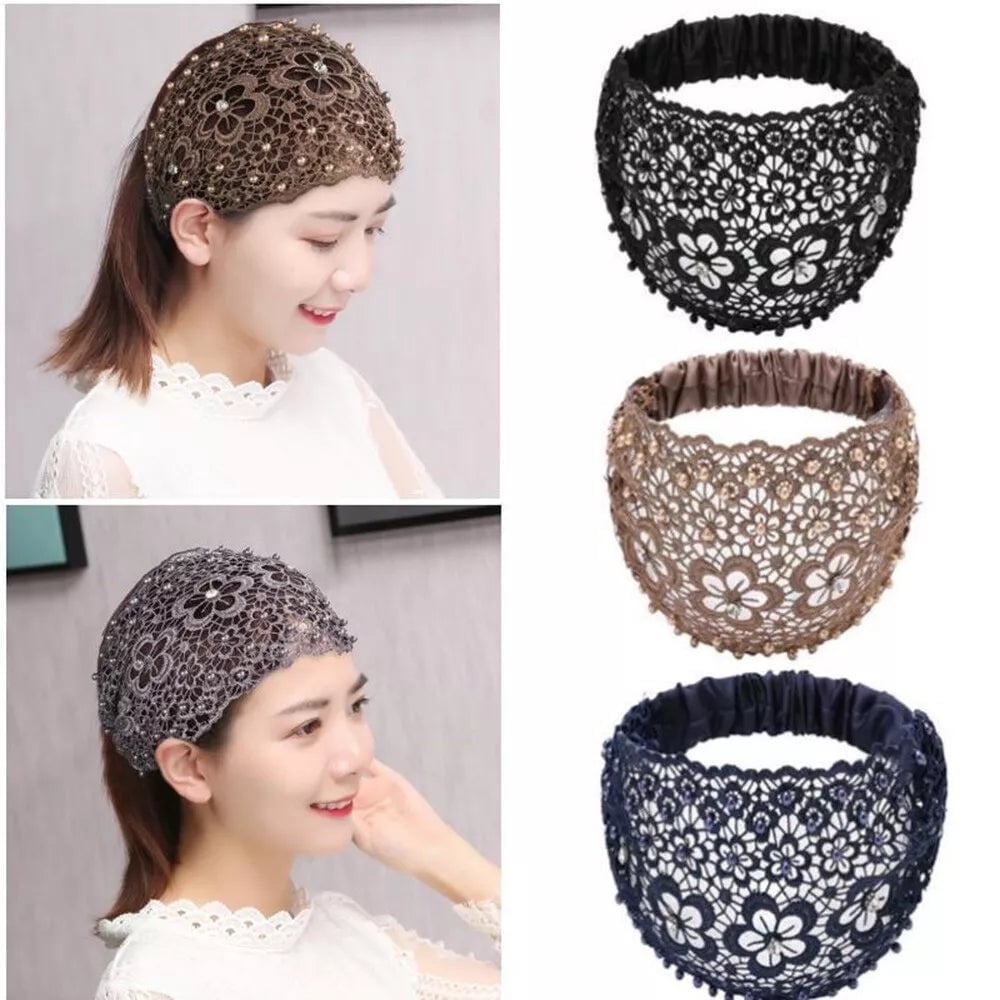 Plum Blossom Hollow Beaded Wide Headband