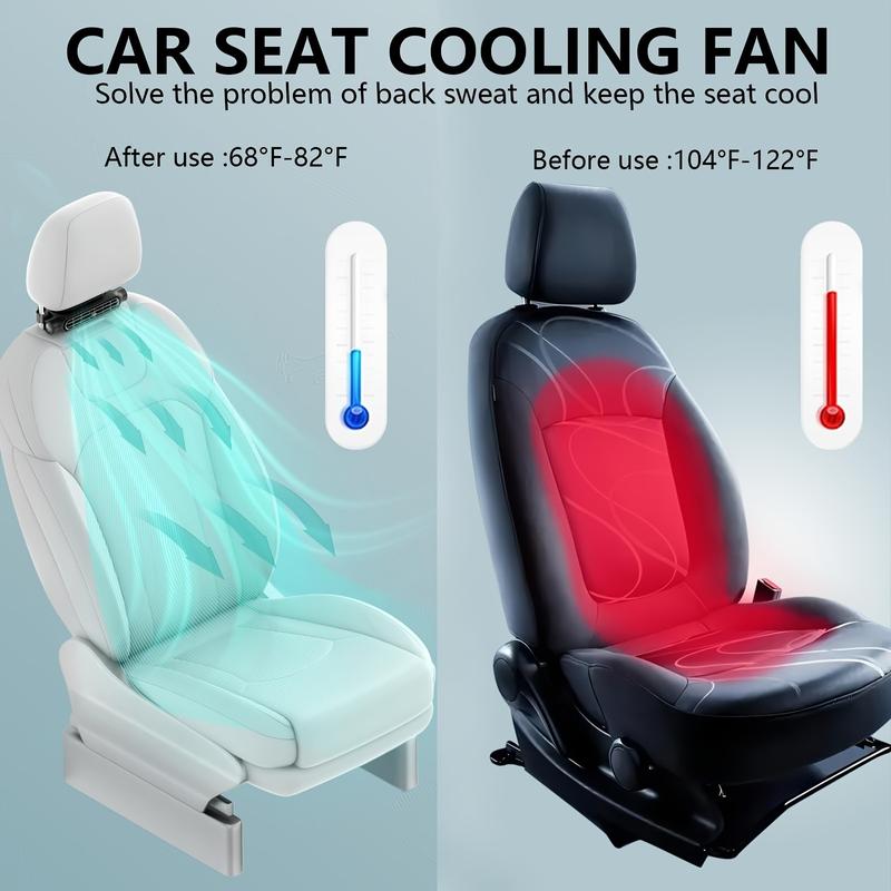 🔥Last day! Buy one get one free!🌊2025 Summer Hot Sale🔥Car Seat Fan USB Plug-in Dual Turbo High Wind Power Car Interior Rear Pillow Car Fan